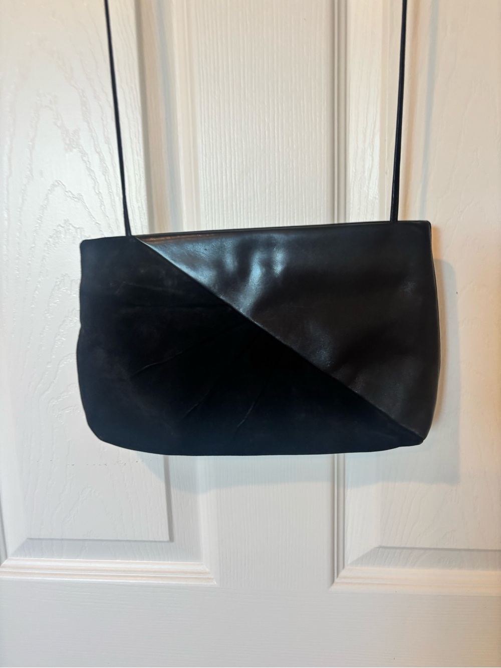Salvatore Ferragamo Black Diagonal Panel Crossbody Bag